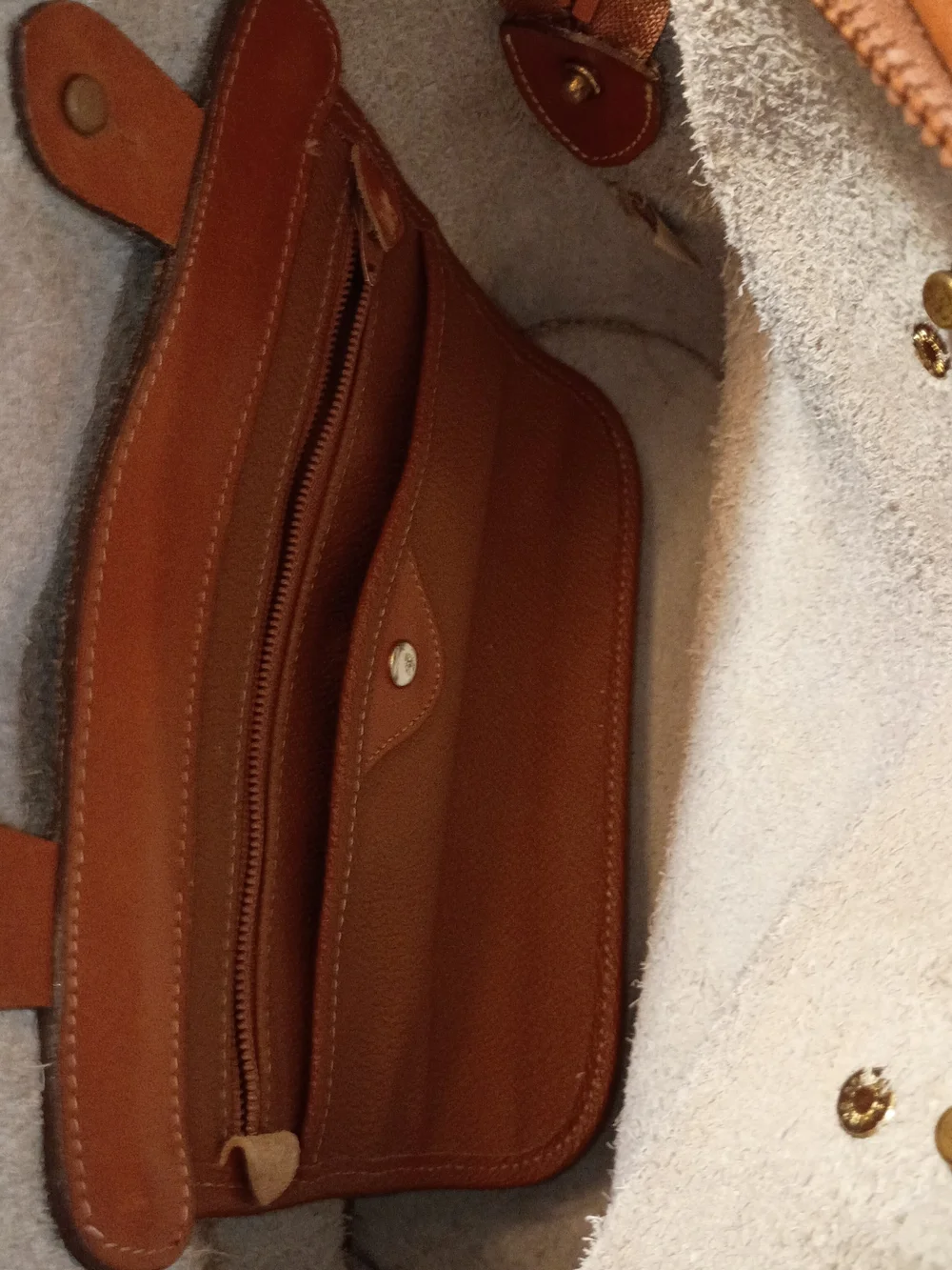 Dooney & Bourke White Pebbled Leather Satchel with Brown Trim
